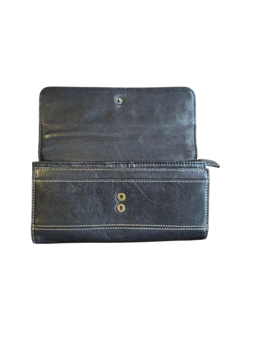 Clarks Black Genuine Leather Wallet Multiple Compartments Trifold Soft Smooth